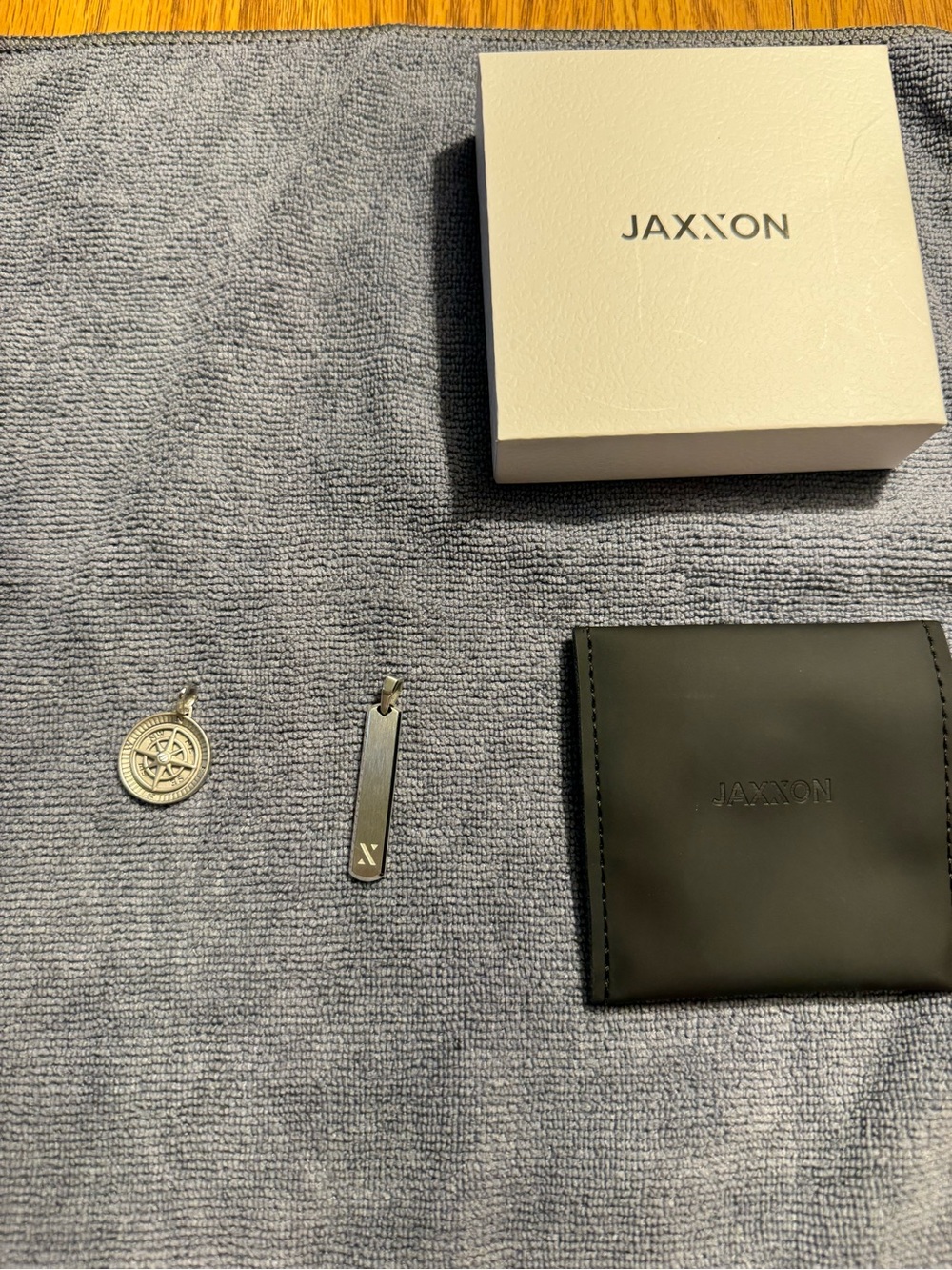 Jaxxon Stainless Steel Pendant Set | Compass Rose + Bar Tag | Box Included